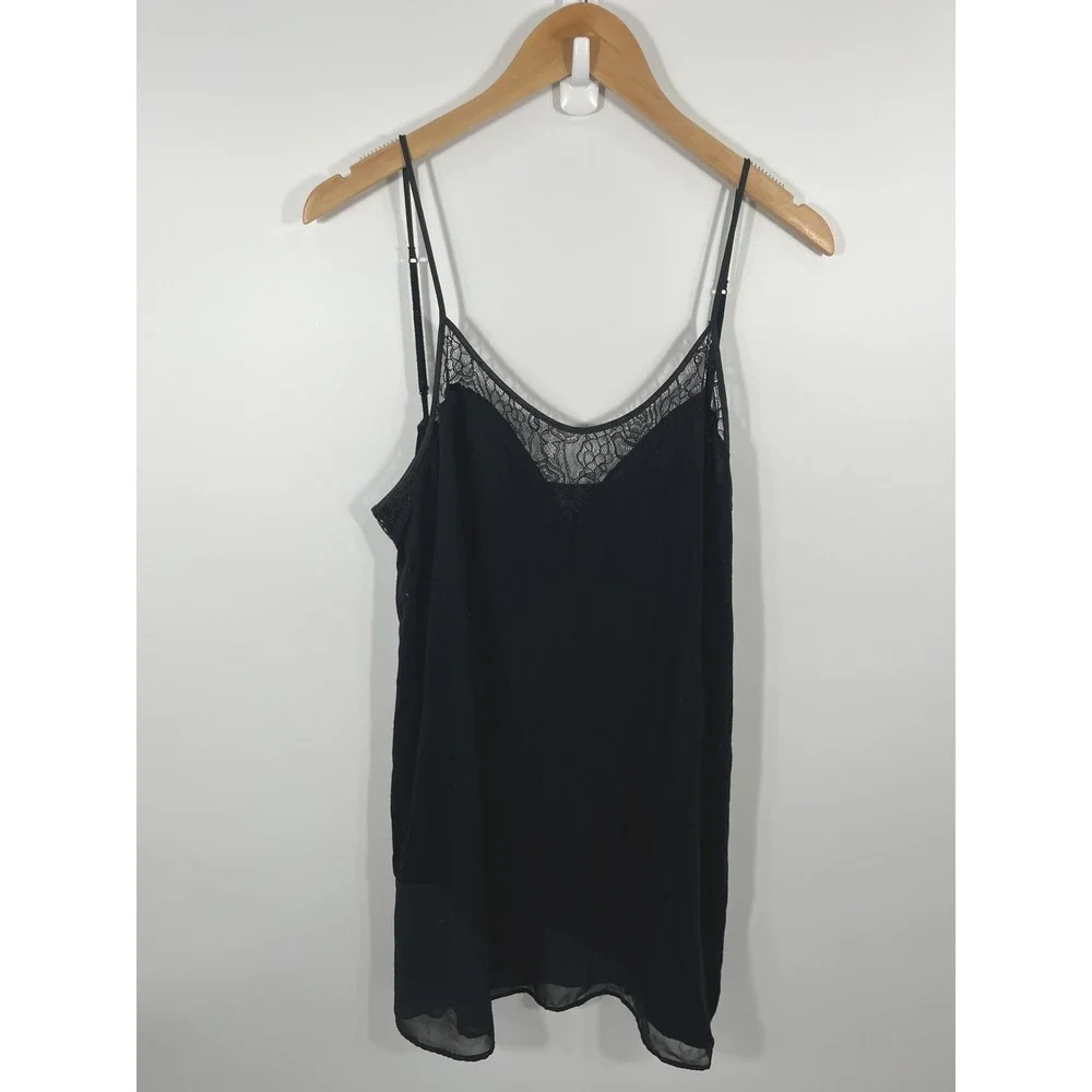 90s Y2K Womens Slip Dress 14 Black Lace Sheer Asymmetrical Dark Fairy Whimsigoth